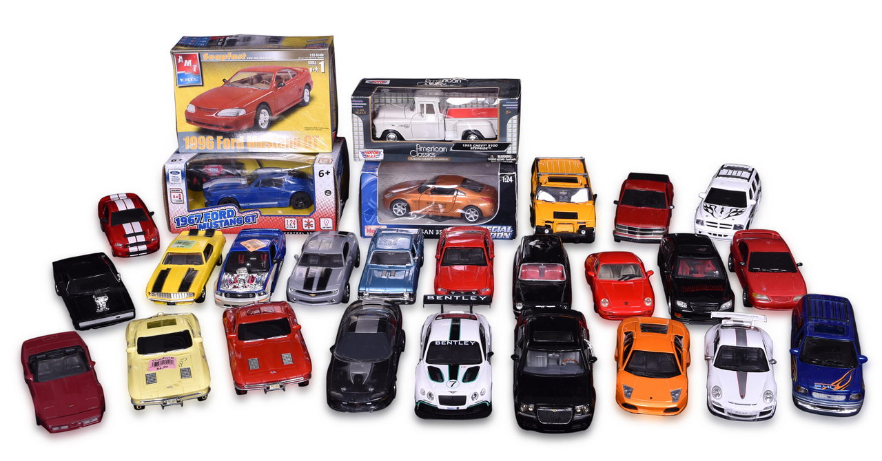 7066 - Mix of Twenty-Seven 1:24 Scale Die Cast and Plastic Toy Cars - Maisto, Jada, Motor Max - Remote Control Car and 1:25 Scale Model Kit thumbnail