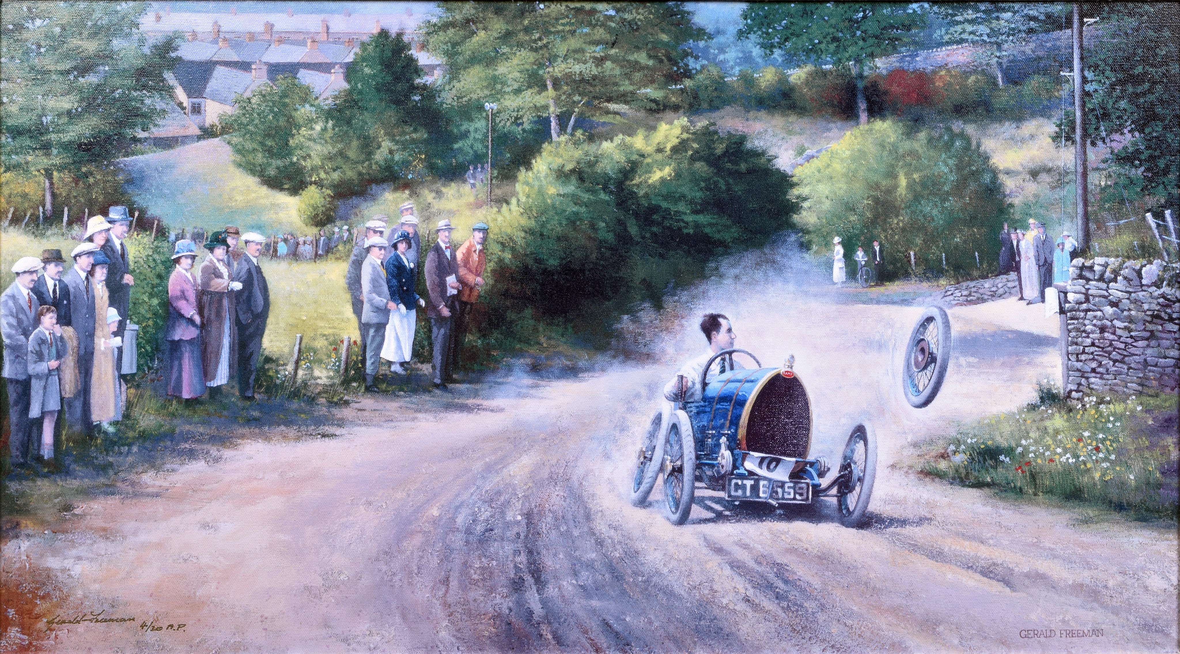 7079 - Surprise! - Gerald Freeman Framed Giclee Racing Print w/ Bugatti thumbnail