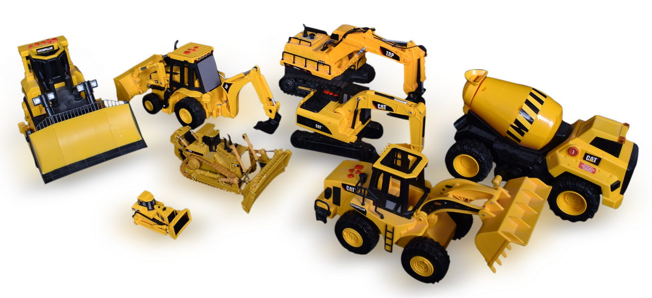 7087 - Group of Eight Caterpillar Construction Toys - Plastic and Die Cast thumbnail