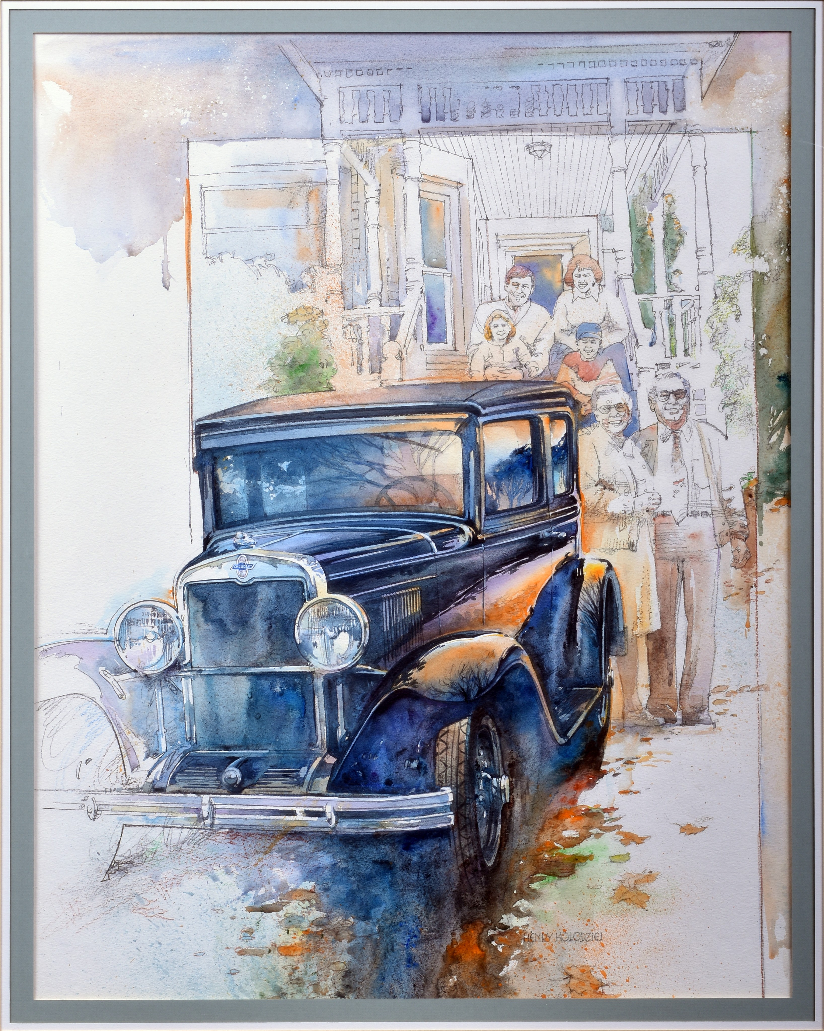 7091 - Generational Chevrolet - Original Watercolor Painting by Henry Kolodziej thumbnail