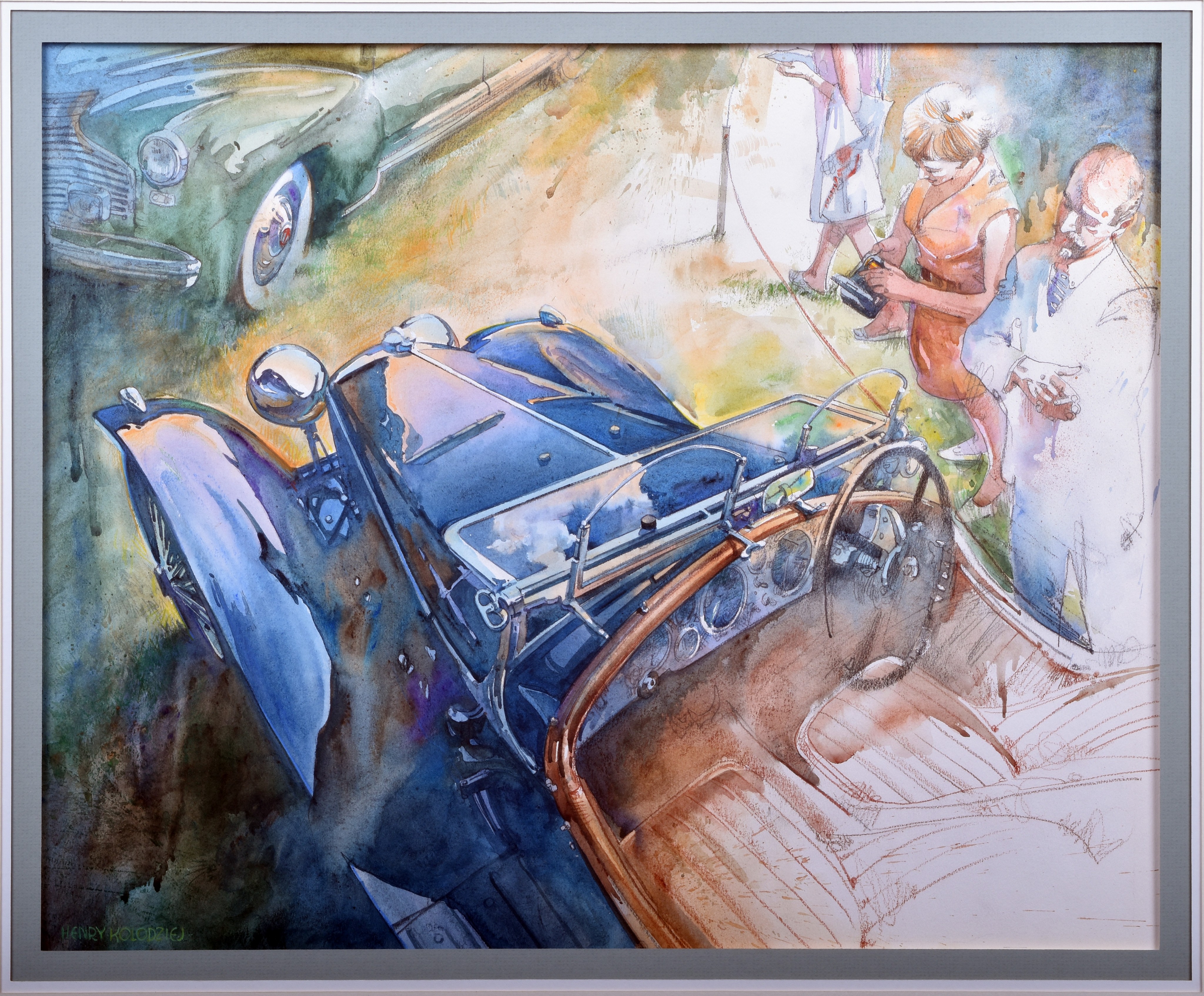7095 - MG TC Original Watercolor Painting - Interval of Admiration - By Henry Kolodziej thumbnail
