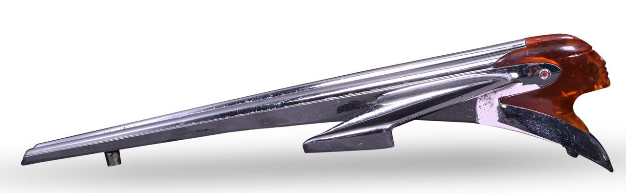 7118 - 1950 Deluxe Chrome Pontiac Winged Indian Hood Ornament thumbnail