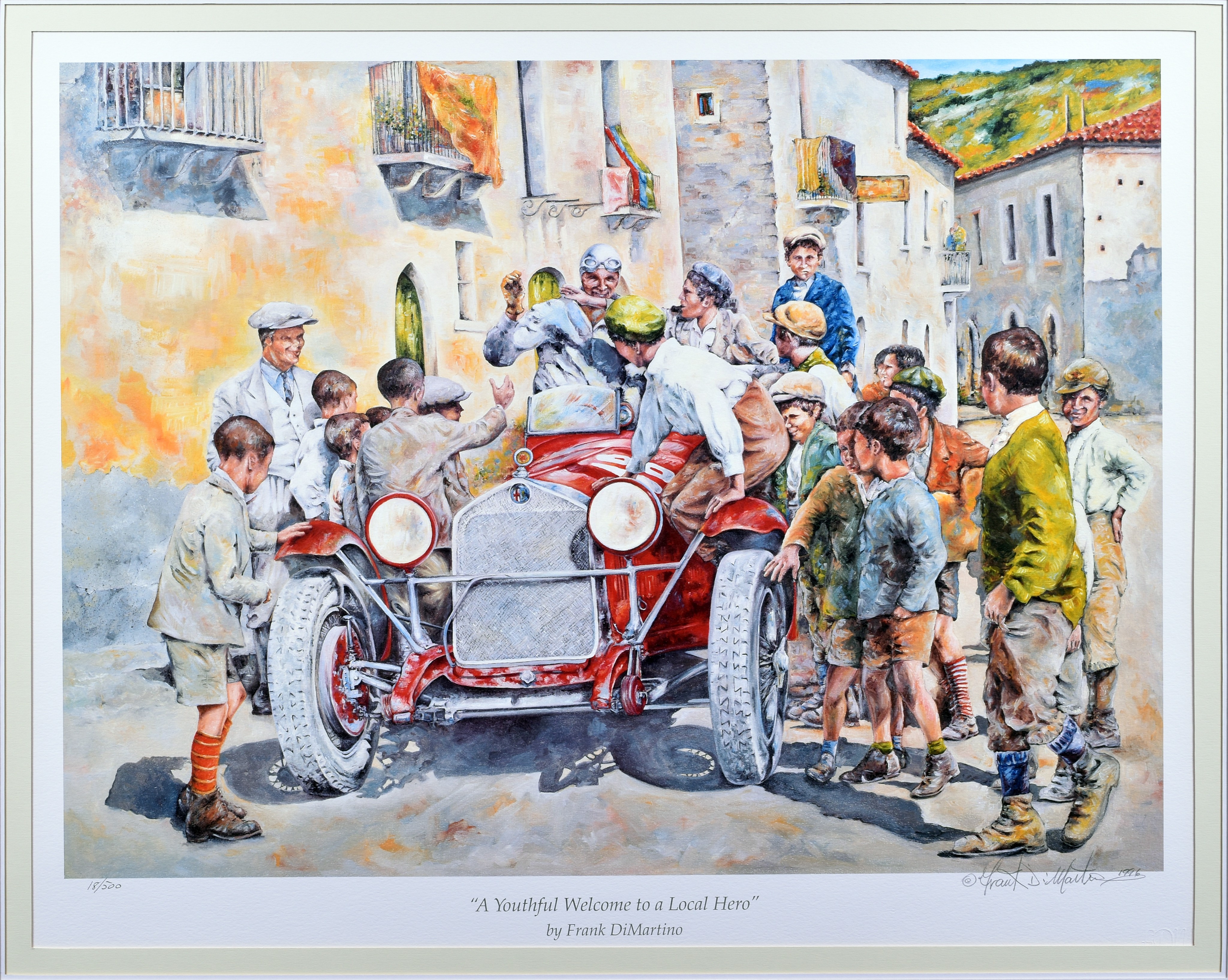 7121 - Alfa Romeo Print by Frank DiMartino - A Youthful Welcome to a Local Hero thumbnail