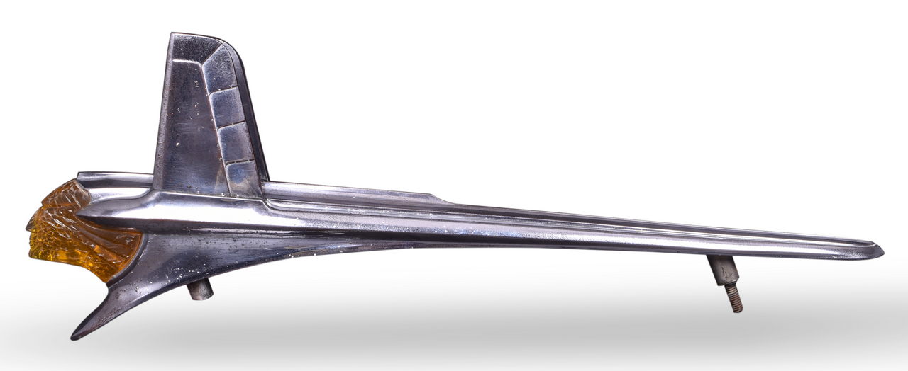 7130 - 1953 Pontiac Deluxe Dual Vertical Feather Indian Hood Ornament thumbnail