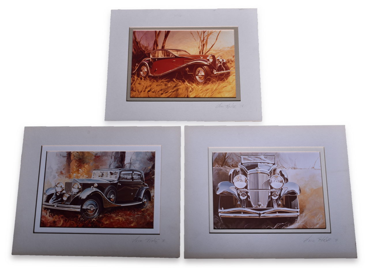 7131 - Three Tom Hale 1978 Signed Automotive Photographic Prints - Rolls Royce, Bugatti, Duesenberg thumbnail