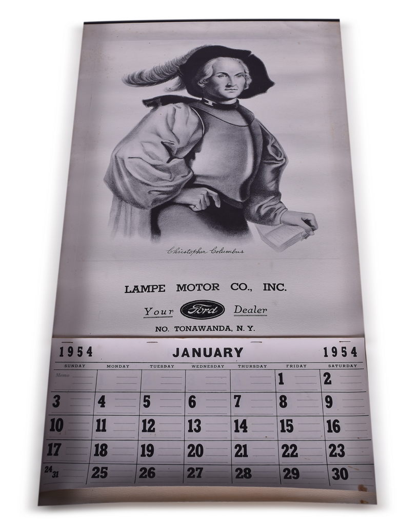 7178 - 1954 Ford Dealership Christopher Columbus Promotional Calendar thumbnail
