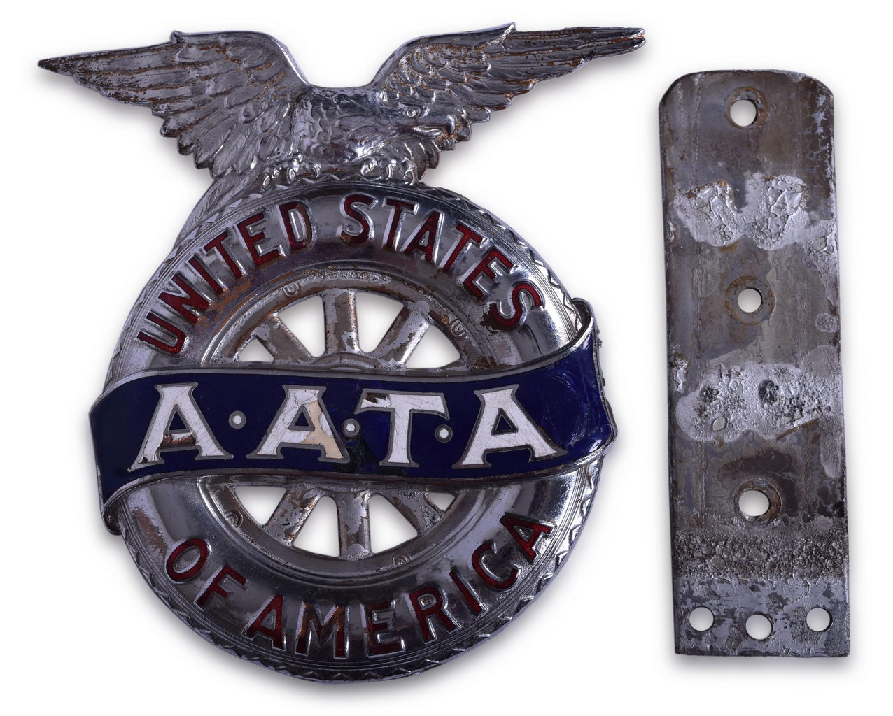 7185 - Anti - Automobile Thief Association - Enameled Badge / License Plate Topper thumbnail