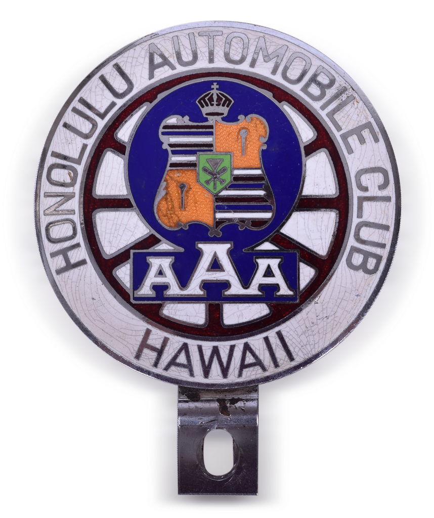 7191 - AAA Honolulu Automobile Club Enameled Badge / License Plate Topper thumbnail