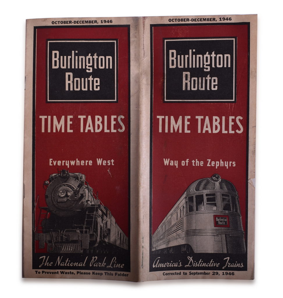 8000 - Large Group of Seventy-One Public Timetables and Other Railroad Paper - Great Northern, Burlington Route, Illinois Central, Soo Line, and More thumbnail