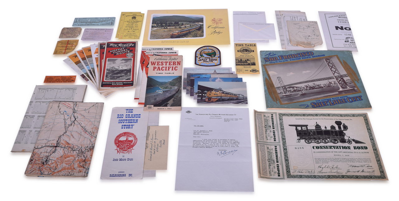 8006 - Denver And Rio Grande Western Railroad and Western Pacific Ephemera - 1920 Annual Pass, California Zephyr Paper, Postcards, Public Timetables, Photo Book, and More thumbnail