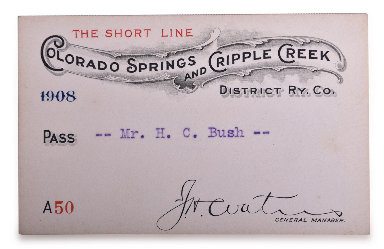 8050 - 1908 Colorado Springs And Cripple Creek District Railway Co. Annual Pass thumbnail