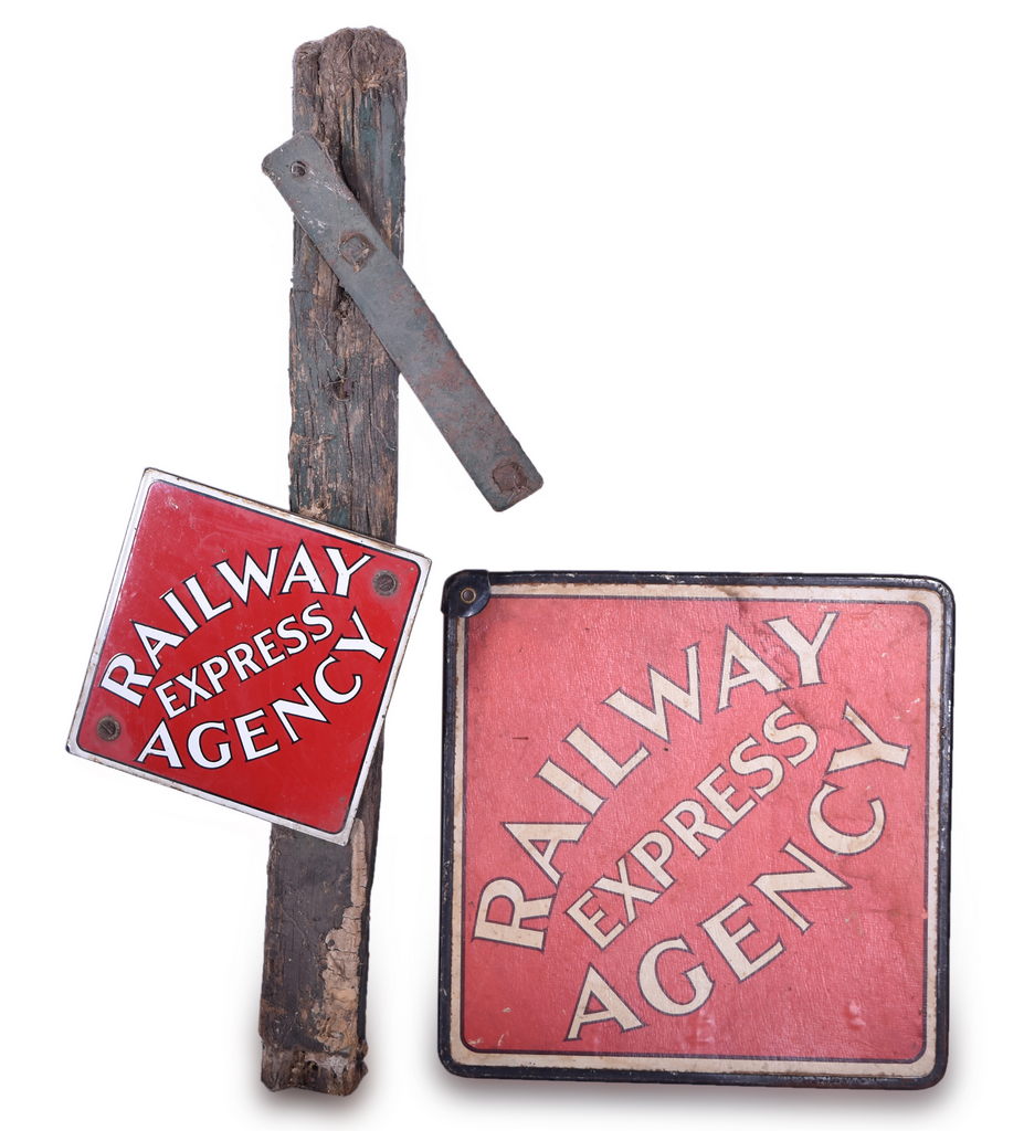 8064 - Railway Express Agency Porcelain and Cardboard Signs thumbnail
