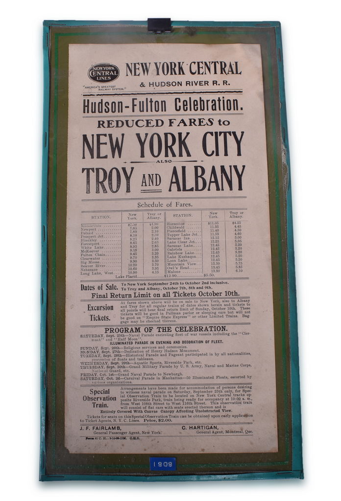 8083 - New York Central & Hudson River Railroad 1909 Hudson-Fulton Celebration Broadside Advertisement thumbnail
