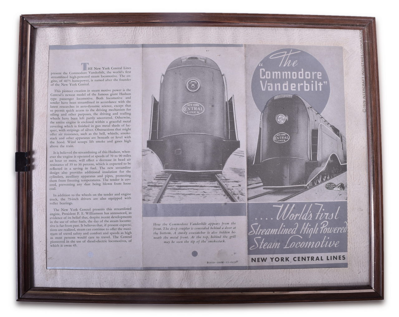 8085 - New York Central Lines Railroad Framed Commodore Vanderbilt Brochure - 1934 thumbnail