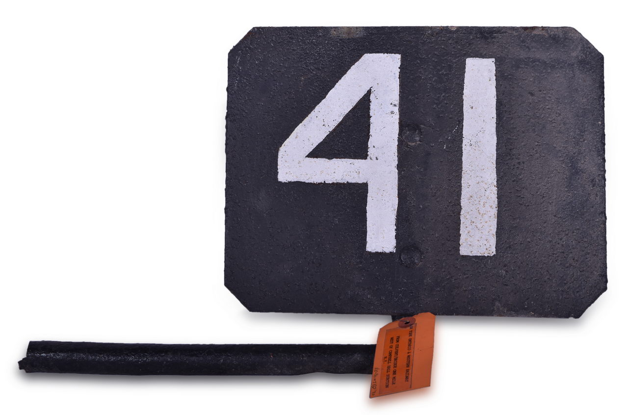 8091 - New York Ontario & Western Railway Cast Iron Bridge Number Sign thumbnail