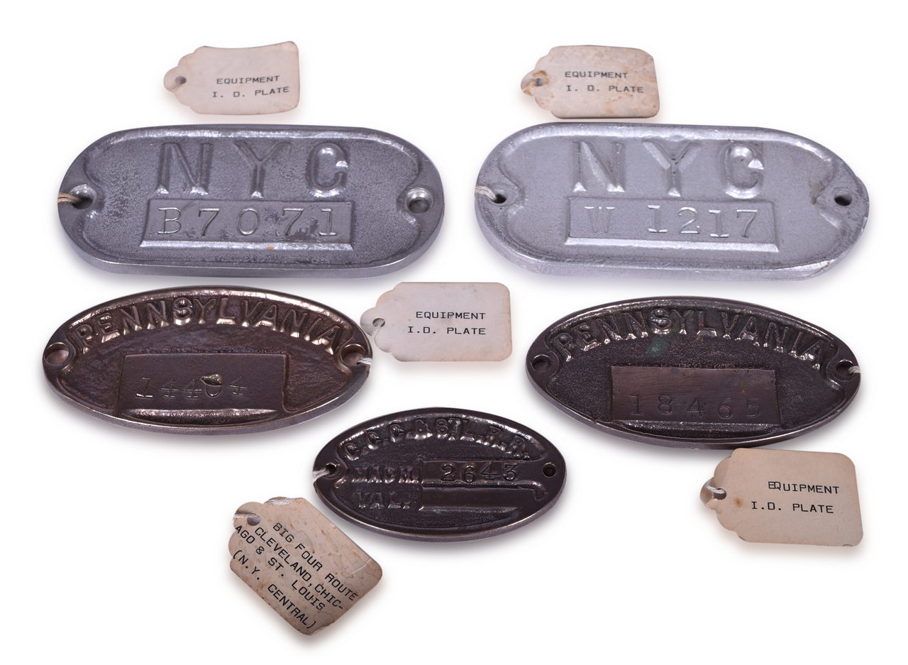 8093 - Five Brass and Aluminum Railroad Equipment ID Plates - Pennsylvania, New York Central, and Cleveland, Cincinnati, Chicago and St. Louis Railway thumbnail