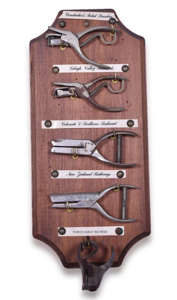 8097 - Five Railroad Ticket Punches - Pennsylvania, Lehigh Valley, Colorado & Southern, and New Zealand Railways thumbnail