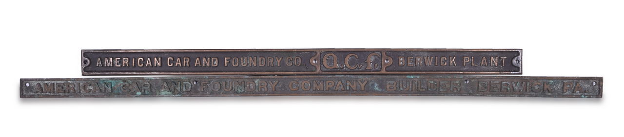 8099 - Two American Car and Foundry Company Brass Railroad Builders Plates thumbnail
