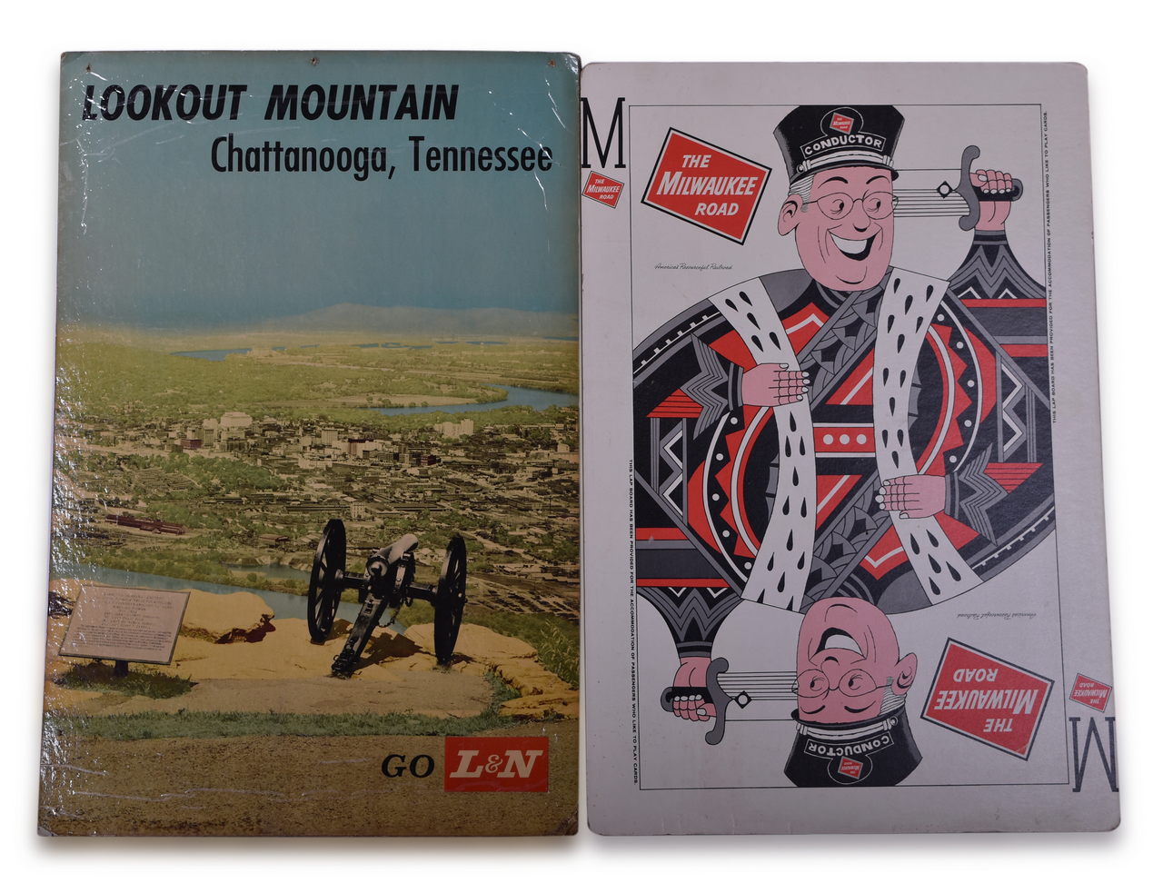8106 - Louisville & Nashville Railroad Ad Poster and Milwaukee Road Playing Card Lap Board thumbnail