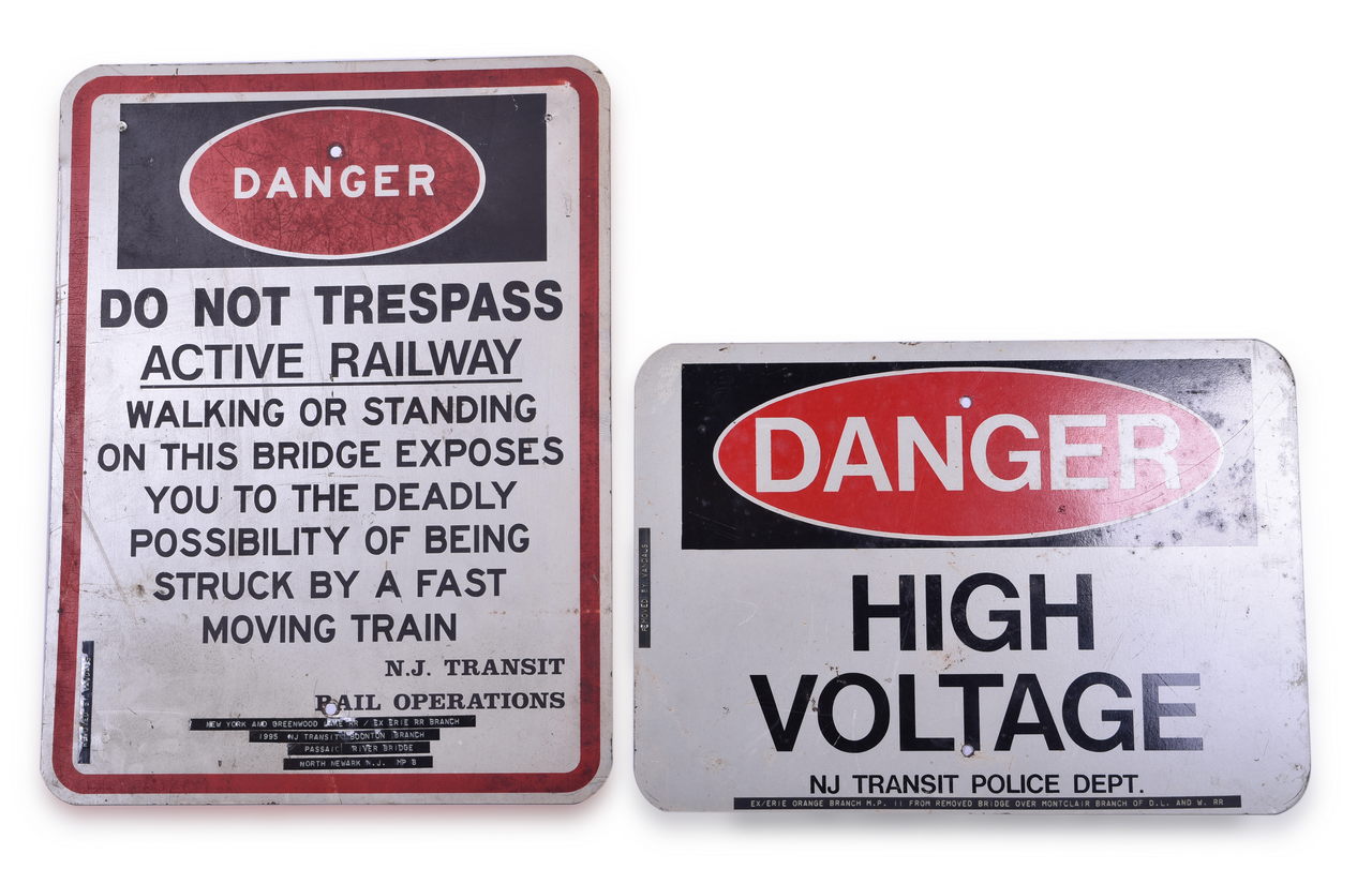 8111 - Pair of New Jersey Transit Metal Signs - Delaware Lackawanna & Western Railroad and New York & Greenwood Lake thumbnail