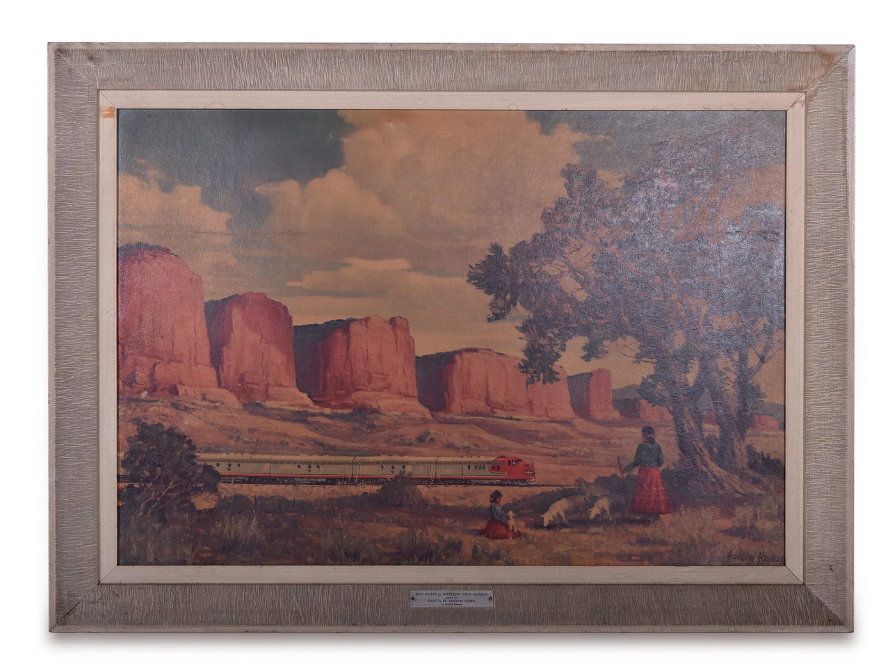 8133 - Santa Fe Railroad Framed Advertising Print - Red Cliffs of Western New Mexico by Adolph Heinze thumbnail