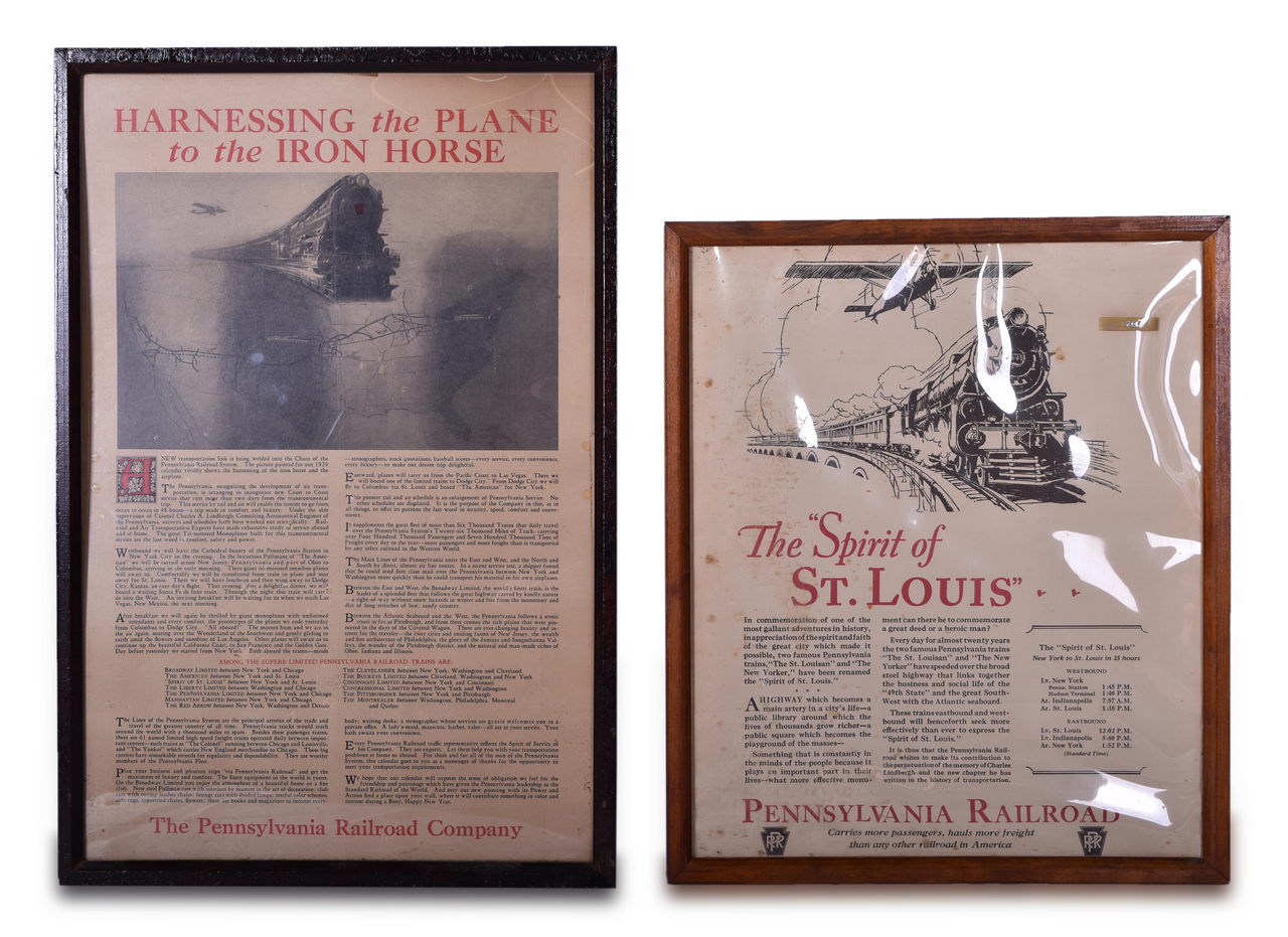 8147 - 1927 and 1929 Pennsylvania Railroad Advertising Posters - Annual Calendar and Spirit of St. Louis thumbnail