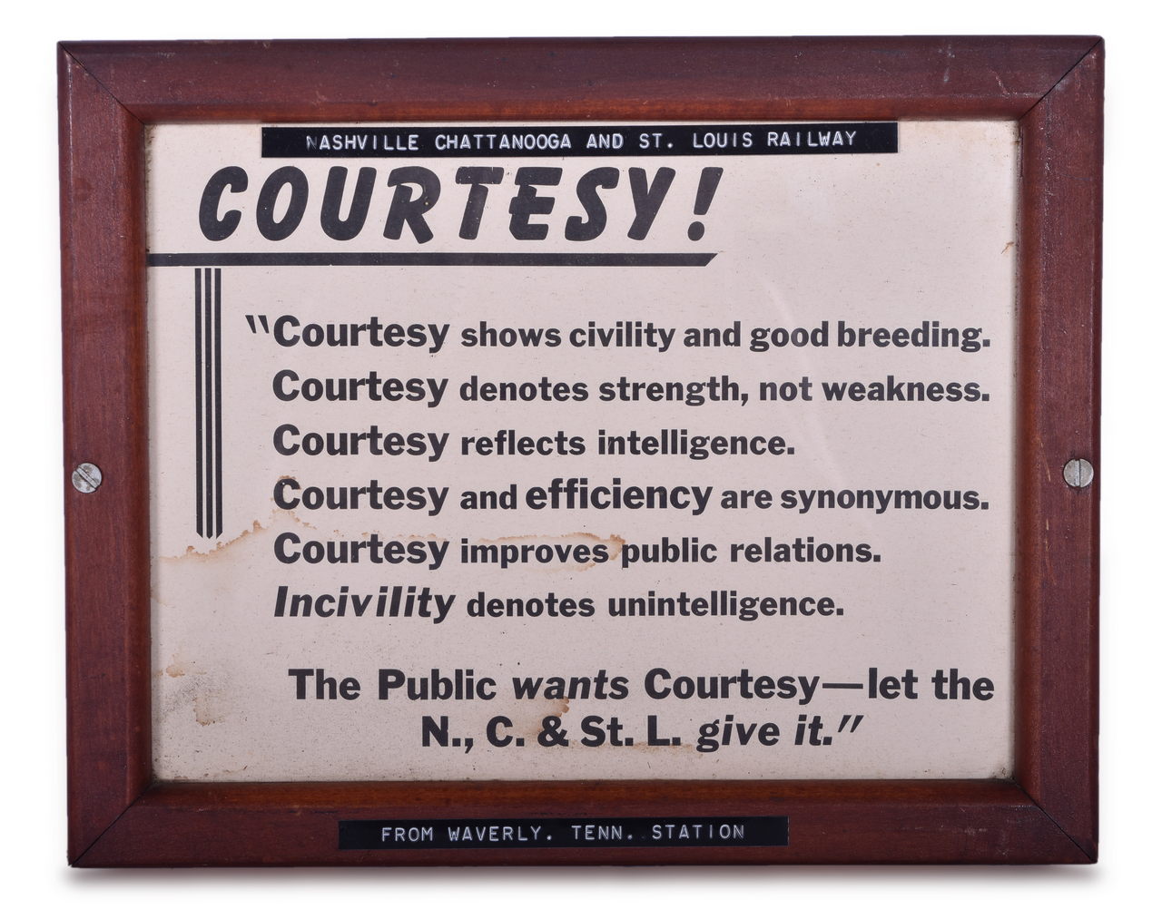 8149 - Nashville Chattanooga and St. Louis Railway Framed Courtesy Sign thumbnail