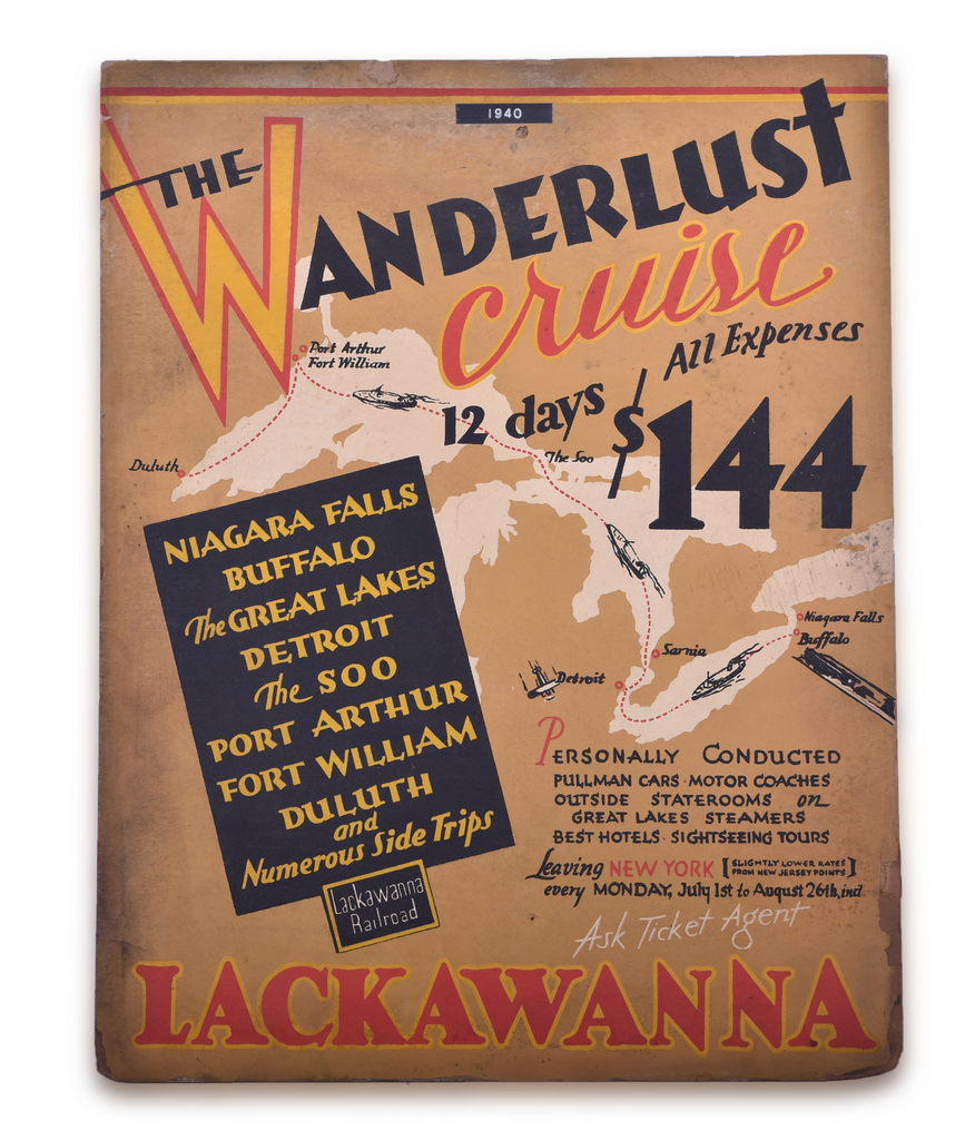 8153 - Lackawanna Railroad Advertising Sign - The Wanderlust Cruise 1940 thumbnail