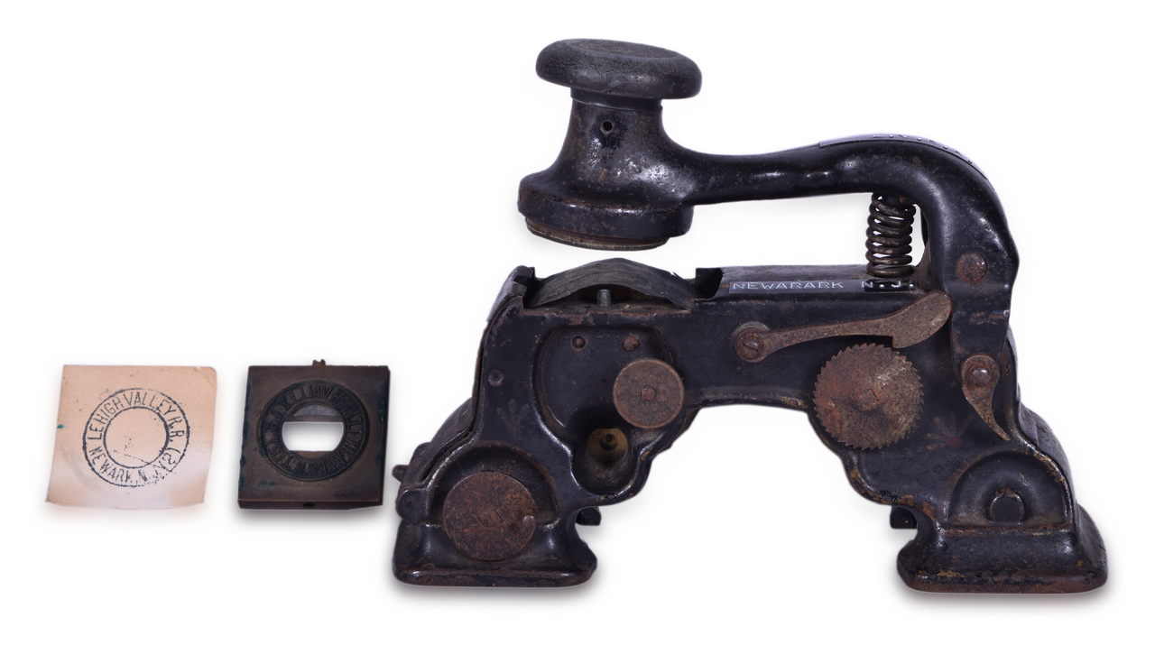 8170 - Lehigh Valley Railroad Ticket Dater w/ Newark N.J. Dater Die thumbnail