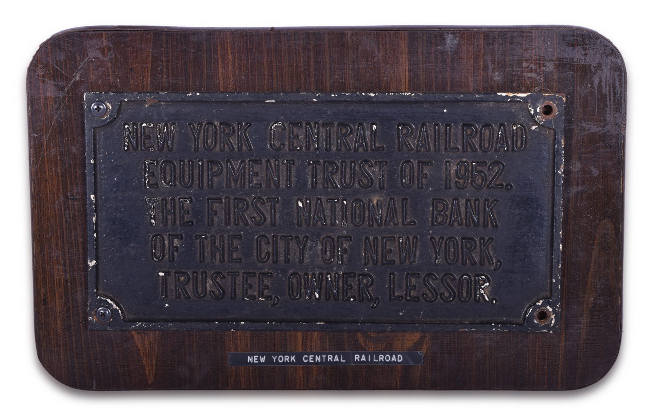 8176 - New York Central Cast Iron 1952 Equipment Trust Plate thumbnail
