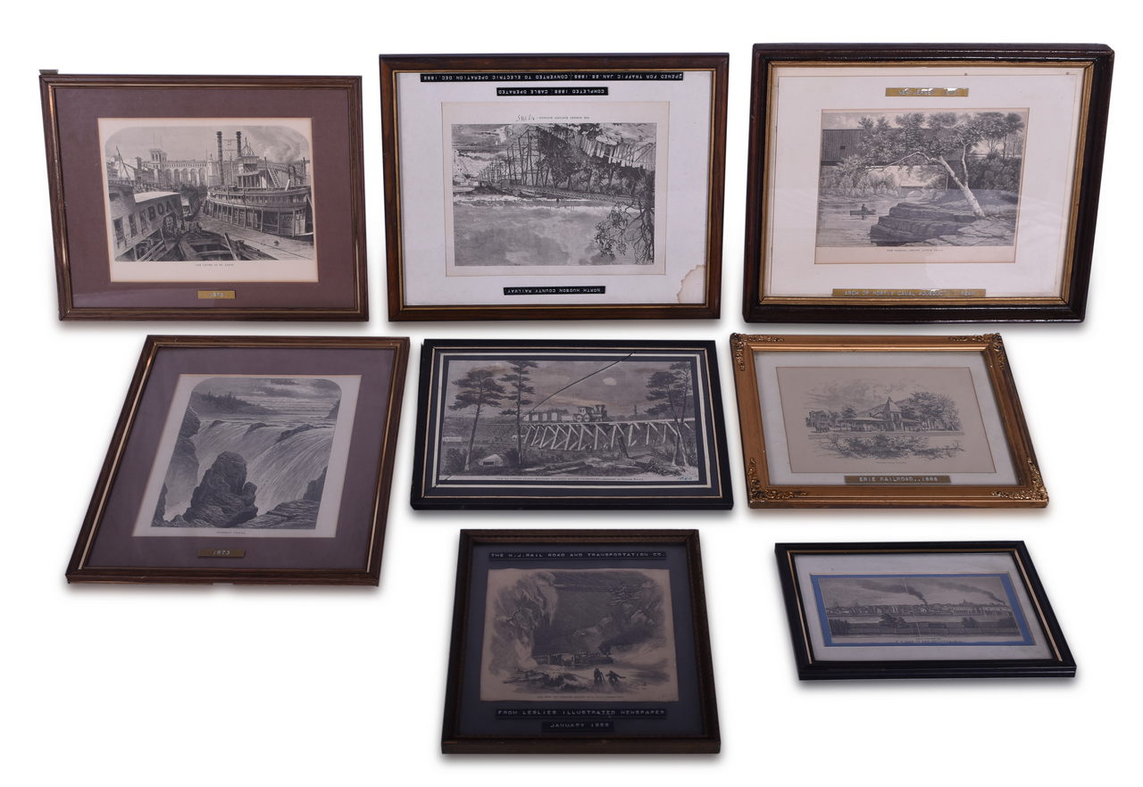 8177 - Eight Framed 1800s Railroad Lithograph Prints - Erie, North Hudson County Railway, U.S. Military Railroad and More thumbnail