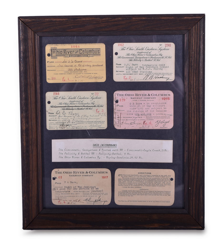 8204 - Five Ohio Interurban Annual Passes - Ohio River & Columbus and Ohio South Eastern thumbnail