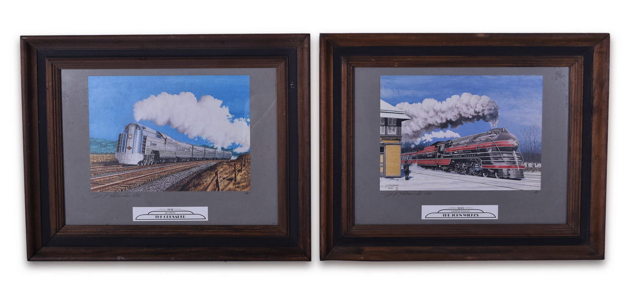 8205 - Two Michael F. Kotowski Framed & Signed Closed Edition Prints - Lehigh Valley and Reading Railroad thumbnail