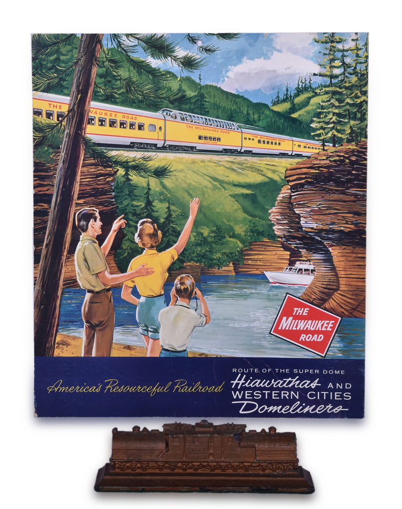 8216 - Milwaukee Road Hiawatha Color Advertising Poster & E-2 Bi-Polar Locomotive Paper Weight thumbnail