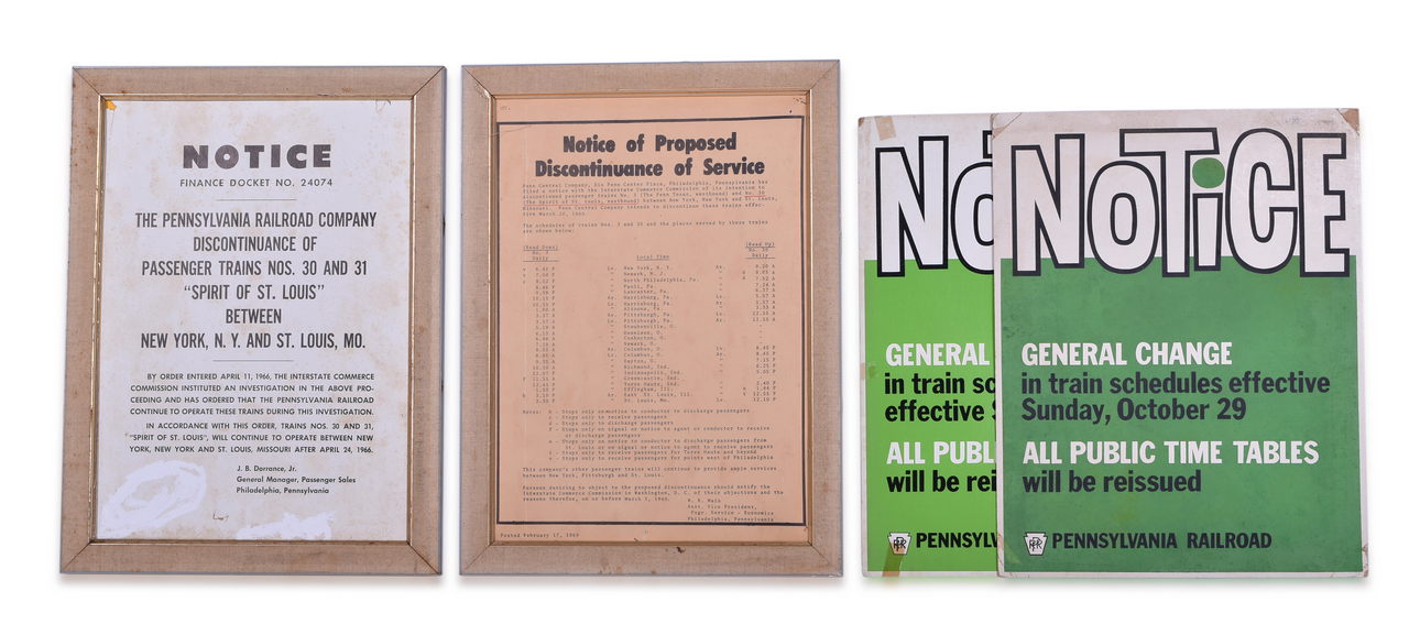 8220 - Pennsylvania Railroad Spirit of St. Louis Discontinuance Notices and General Change Notices thumbnail