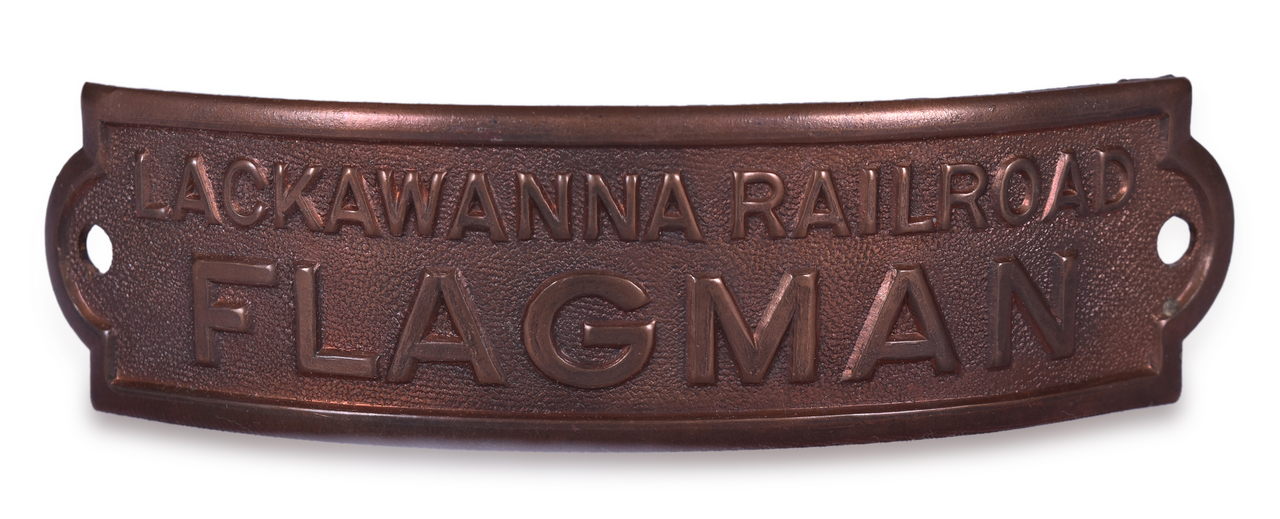 8226 - Copper Lackawanna Railroad Flagman Cap Badge thumbnail