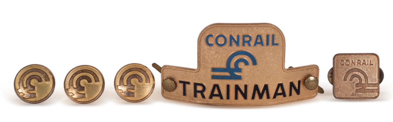 8236 - Conrail Railroad Trainman Cap Badge, Lapel Pin, Coat Buttons thumbnail