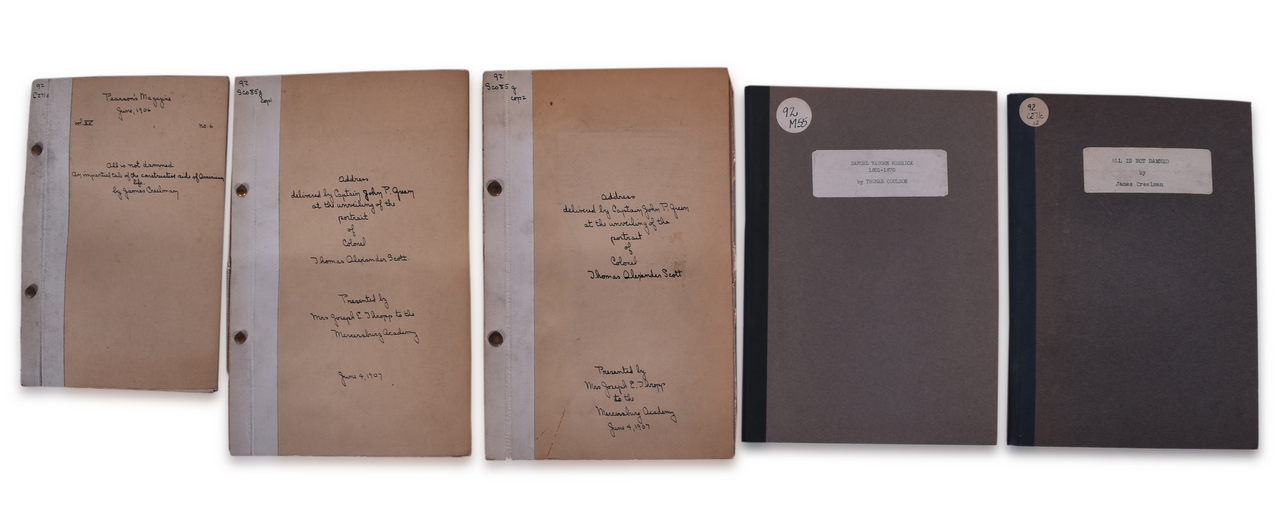 8239 - Five Pieces of Pennsylvania Railroad Literature - Thomas A. Scott Portrait Unveiling Addresses, All Is Not Damned Tale, and Samuel Vaughn Merrick Article thumbnail