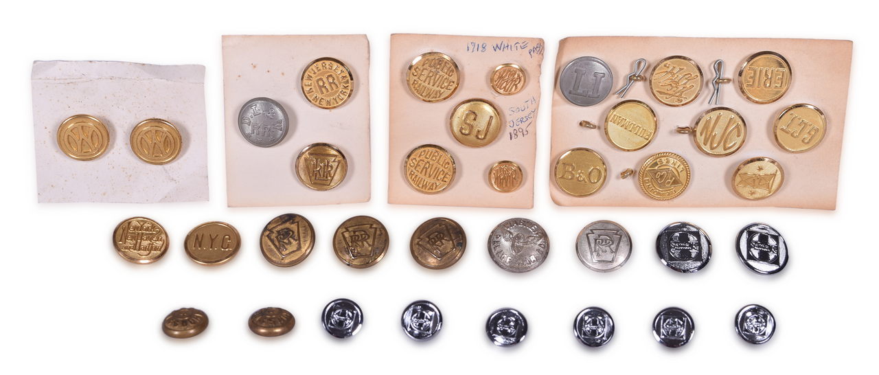8240 - 41 Railroad Uniform Buttons - New York, Ontario & Western, New York Central, Pennsylvania, Wagner Palace Car Co., West Shore, Pennsylvania Seashore Lines thumbnail