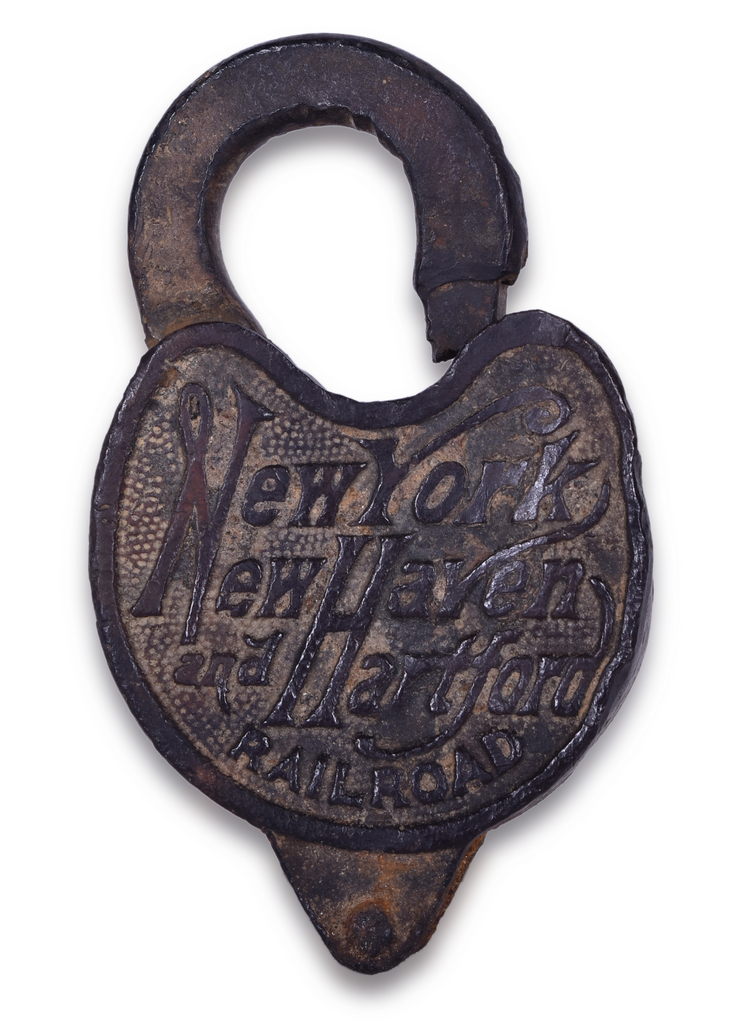 8246 - New York, New Haven, & Hartford Railroad Fancy Heart Shaped Brass Lock thumbnail