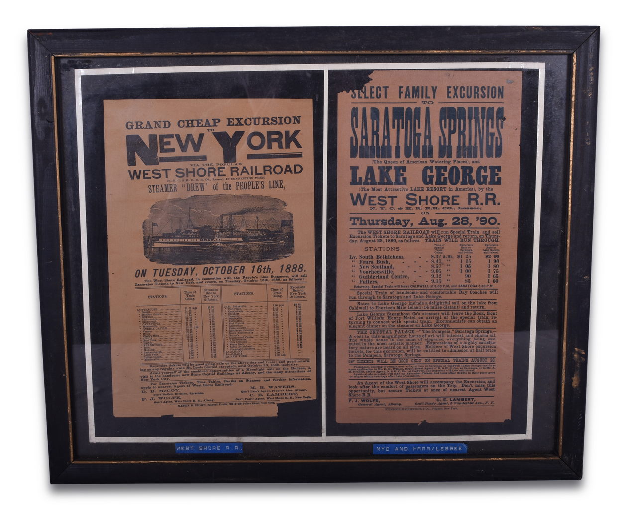 8273 - Two West Shore Railroad Broadsheets - 1888 and 1890 thumbnail