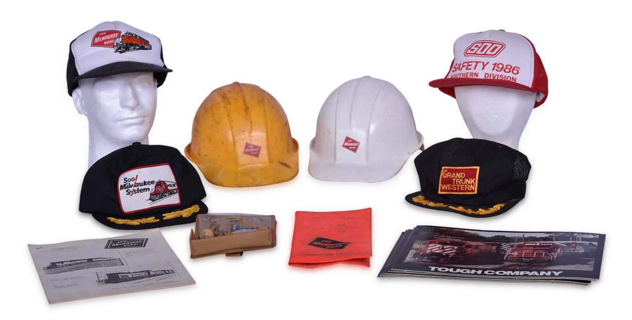 8352 - Milwaukee Road and Soo Line Railroad Ephemera - Hard Hats, Paper, Hats, etc. thumbnail