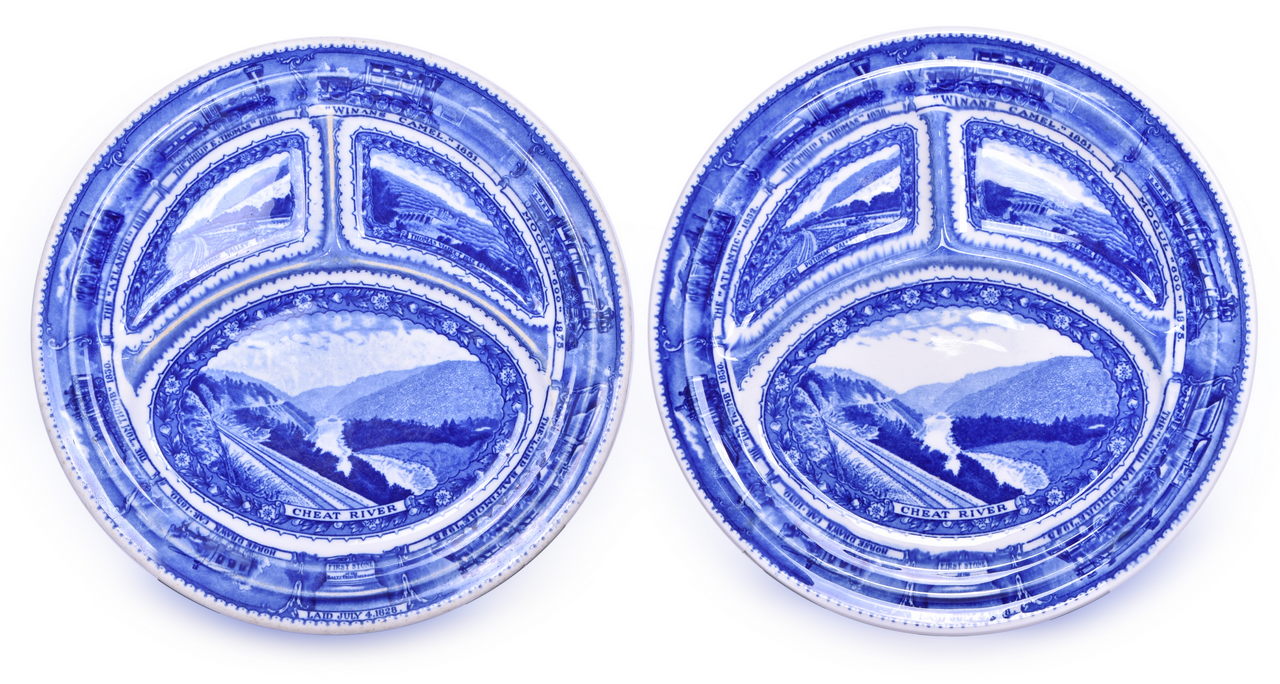 8363 - Scammell's Lamberton China Baltimore & Ohio Railroad Centenary Grill Plates thumbnail