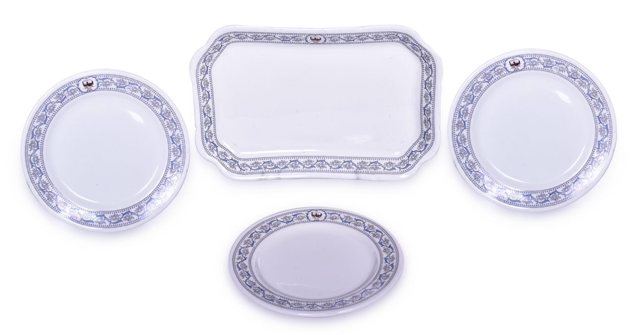 8377 - Four Pieces of New York Central Railroad China Dewitt Clinton Rectangular Platter and Plates thumbnail