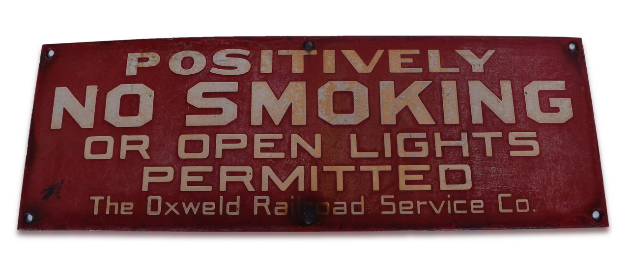 8384 - Oxweld Railroad Service Co. Porcelain No Smoking Sign thumbnail