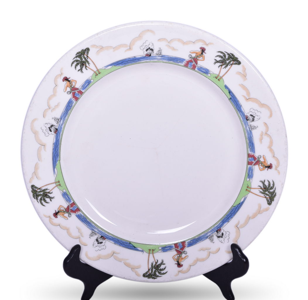 8403 - Syracuse China Illinois Central Railroad Pirate Dinner Plate 9 3/4