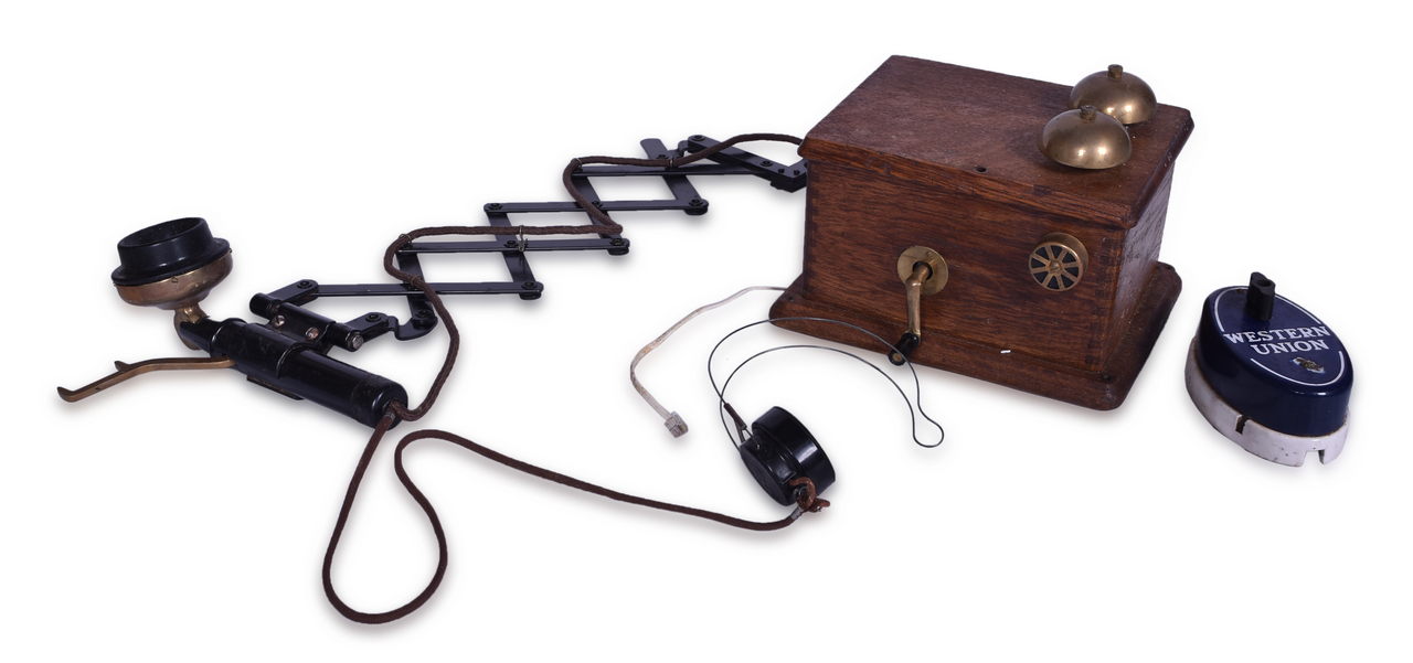 8416 - Wooden Dispatchers Telephone Box and Western Union Porcelain Call Box thumbnail