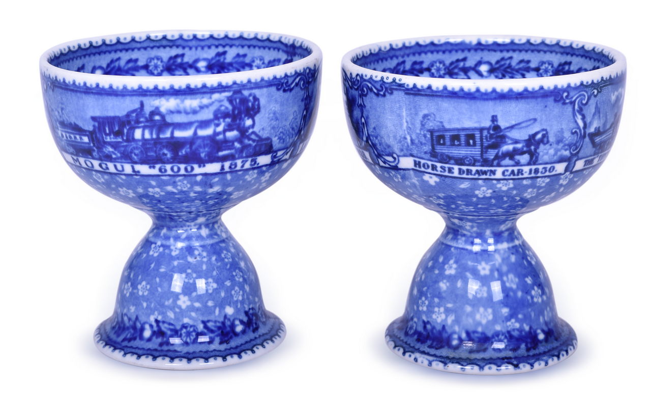 8431 - Two Baltimore & Ohio Railroad China Centenary Pedestal Ice Cream Cups thumbnail