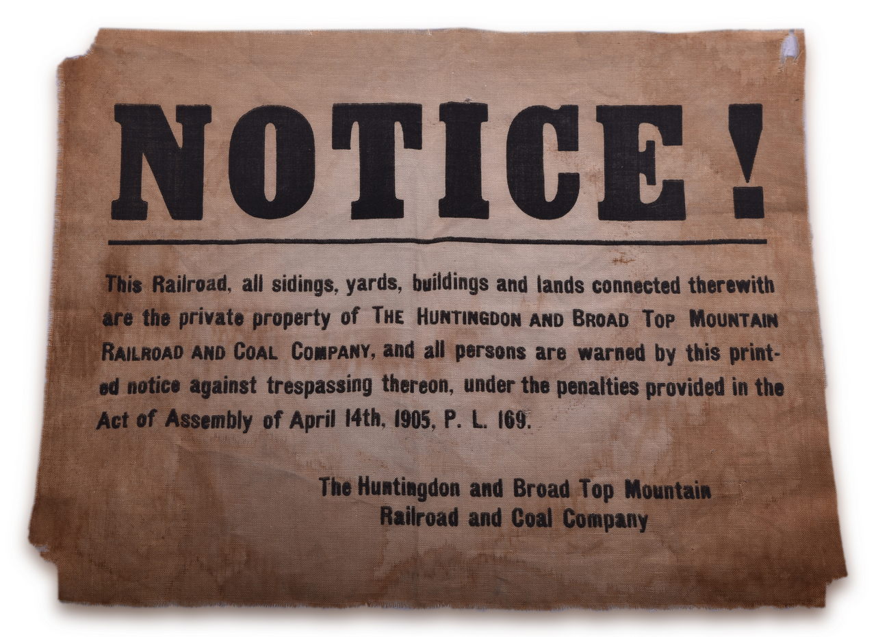 8446 - Huntingdon and Broad Top Mountain Fabric No Trespassing Sign thumbnail