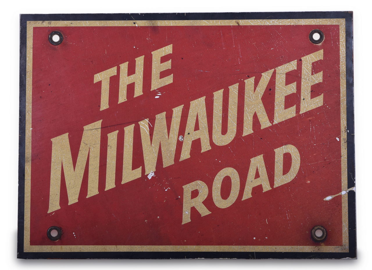 8458 - Milwaukee Road Railroad Aluminum Herald / Sign from Locomotive #594 thumbnail